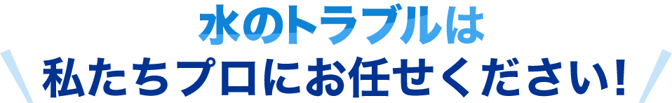 水のトラブルは私たちプロにお任せください！