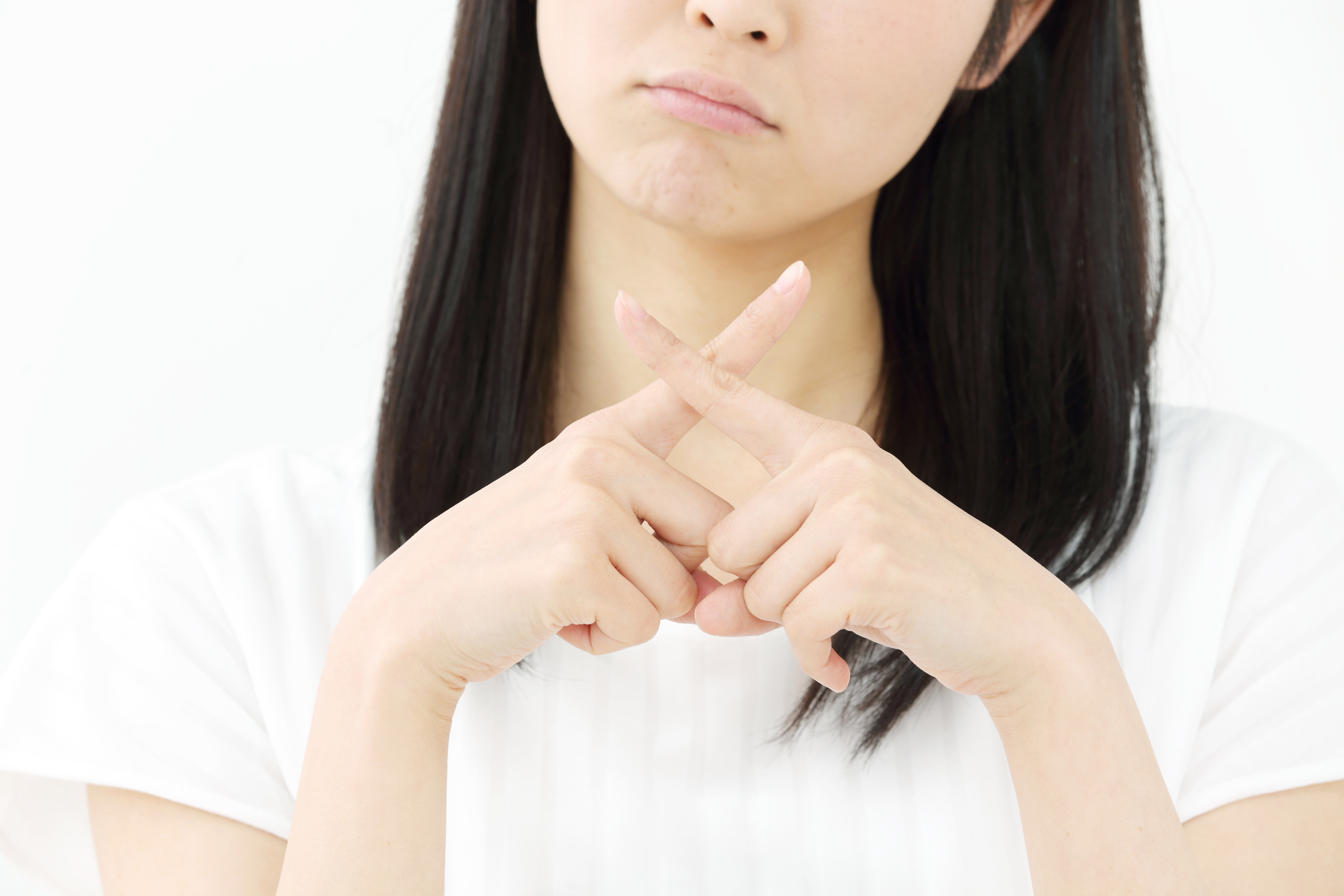 NGをする女性